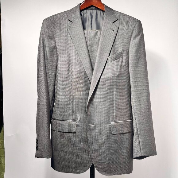 ERMENEGILDO ZEGNA Over Checked Two-Piece Wool Suit Trofeo 600 Gray 48R Italy - Picture 1 of 16